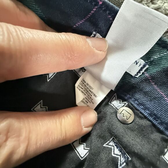 Crown&Ivy Plaid Cotton/Span 5 Pocket Pants Women 4 R High Rise Skinny Blue Green - Picture 8 of 9